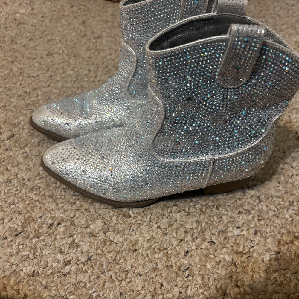 Sparkling Silver Rhinestone Boots